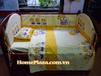 Chăn ga gối quây cũi trẻ em ếch vàng cute